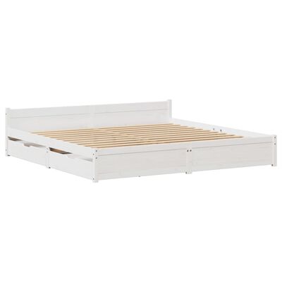 vidaXL Bedframe zonder matras massief grenenhout wit 200x200 cm