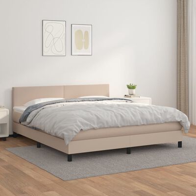 vidaXL Boxspring met matras kunstleer cappuccinokleurig 180x200 cm