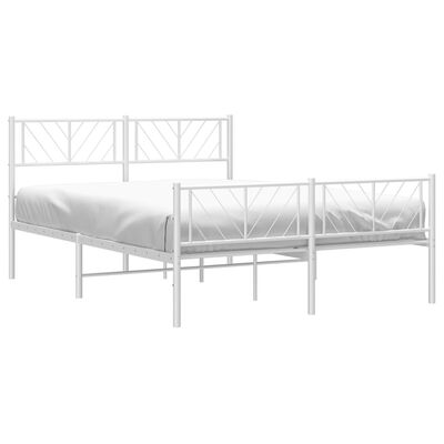 vidaXL Bedframe met hoofd- en voeteneinde metaal wit 150x200 cm