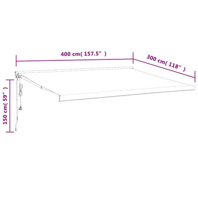 vidaXL Luifel uittrekbaar 4x3 m stof en aluminium antracietkleurig