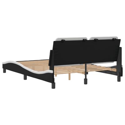 vidaXL Bedframe met hoofdbord kunstleer zwart en wit 140x190 cm