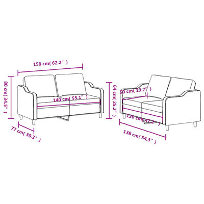 vidaXL 2-delige loungeset met kussens stof zwart