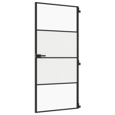 vidaXL Binnendeur smal 93x201,5 cm gehard glas en aluminium zwart