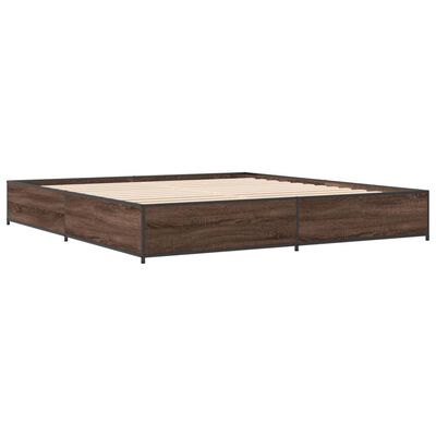 vidaXL Bedframe bewerkt hout metaal bruin eikenkleur 180x200 cm