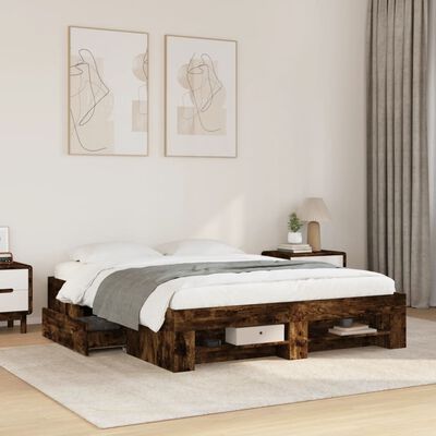 vidaXL Bedframe bewerkt hout gerookt eikenkleurig 160x200 cm