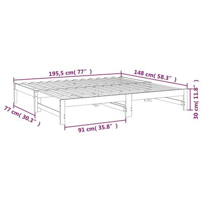 vidaXL Slaapbank uitschuifbaar grenenhout honingbruin 2x(75x190) cm