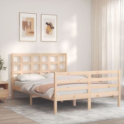 vidaXL Bedframe met hoofdbord massief hout 120x200 cm