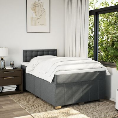 vidaXL Boxspring met matras stof donkergrijs 120x190 cm