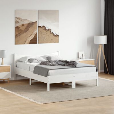 vidaXL Bedframe zonder matras massief grenenhout wit 140x190 cm