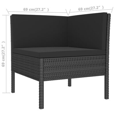 vidaXL 11-delige Loungeset met kussens poly rattan zwart