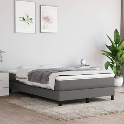 vidaXL Boxspring met matras stof donkergrijs 120x200 cm