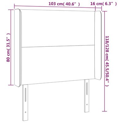 vidaXL Hoofdbord met randen 103x16x118/128 cm fluweel donkergrijs