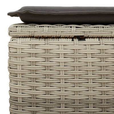 vidaXL Tuinkruk met kussen 55x55x37 cm poly rattan lichtgrijs