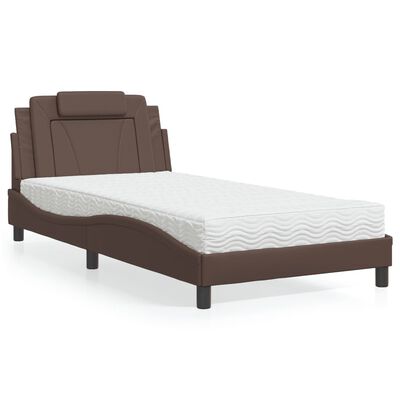 vidaXL Bed met matras kunstleer bruin 100x200 cm