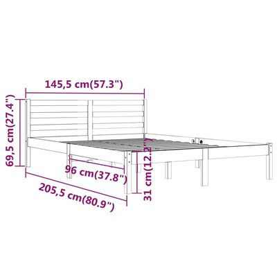 vidaXL Bedframe massief grenenhout 140x200 cm