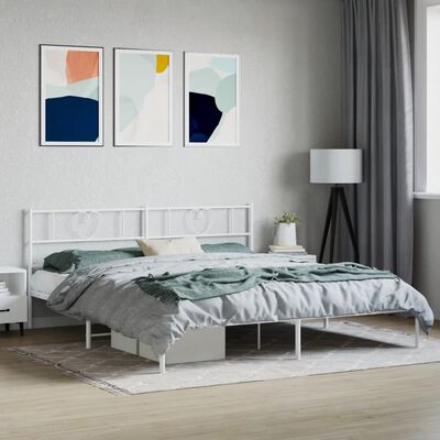 vidaXL Bedframe met hoofdbord metaal wit 180x200 cm