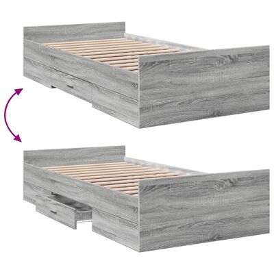 vidaXL Bedframe met lades bewerkt hout grijs sonoma eiken 100x200 cm