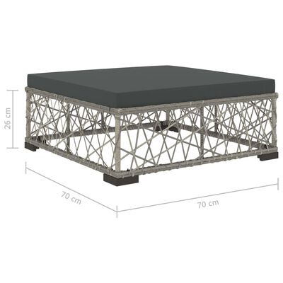 vidaXL 6-delige Loungeset met kussens poly rattan grijs