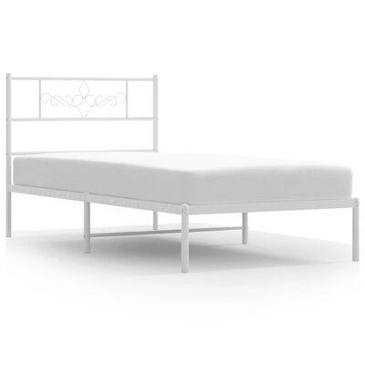 vidaXL Bedframe met hoofdbord metaal wit 100x190 cm