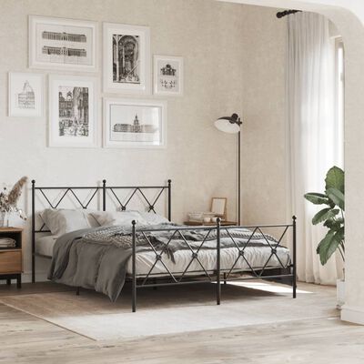 vidaXL Bedframe met hoofd- en voeteneinde metaal zwart 140x200 cm