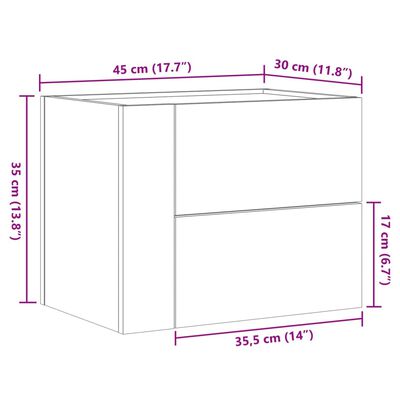 vidaXL Nachtkastjes wandgemonteerd 2 st 45x30x35 cm zwart