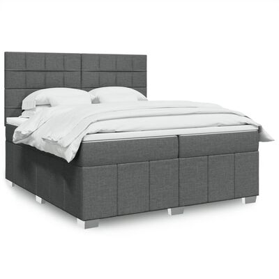 vidaXL Boxspring met matras stof donkergrijs 200x200 cm