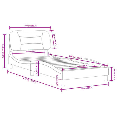 vidaXL Bedframe met hoofdbord kunstleer zwart 90x200 cm