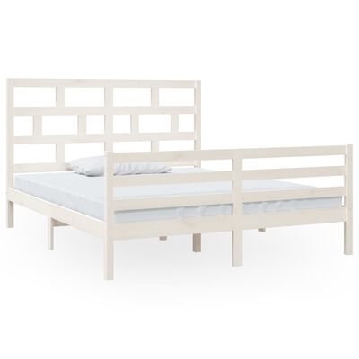 vidaXL Bedframe massief grenenhout wit 160x200 cm