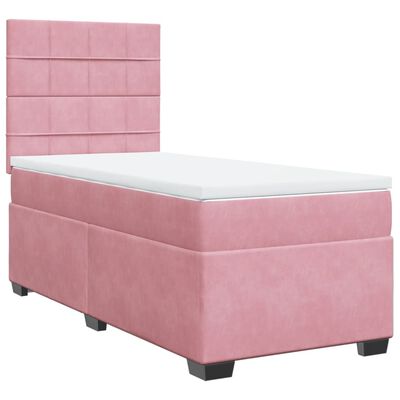 vidaXL Boxspring met matras fluweel roze 80x200 cm