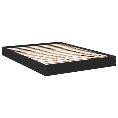 vidaXL Bedframe bewerkt hout zwart 135x190 cm