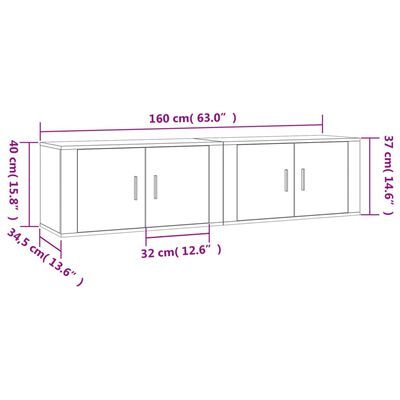 vidaXL Tv-wandmeubels 2 st 80x34,5x40 cm wit