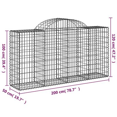 vidaXL Schanskorven 14 st gewelfd 200x50x100/120 cm ijzer