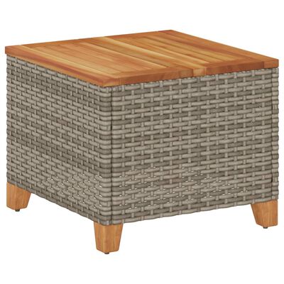 vidaXL Tuintafel 45x45x37 cm poly rattan en acaciahout grijs