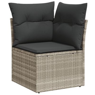 vidaXL 9-delige Loungeset met kussens poly rattan lichtgrijs