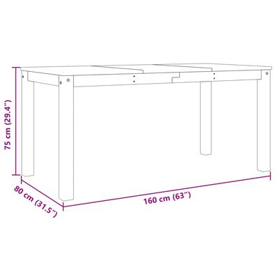 vidaXL Eettafel Panama 160x80x75 cm massief grenenhout