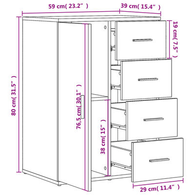 vidaXL Dressoir 59x39x80 cm bewerkt hout zwart