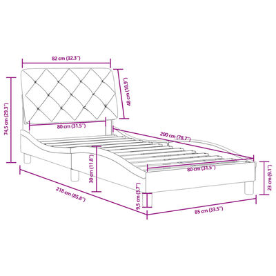 vidaXL Bedframe zonder matras 80x200 cm fluweel donkergrijs