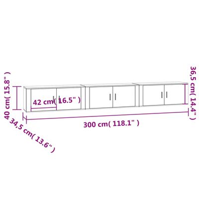 vidaXL Tv-wandmeubels 3 st 100x34,5x40 cm gerookt eikenkleurig