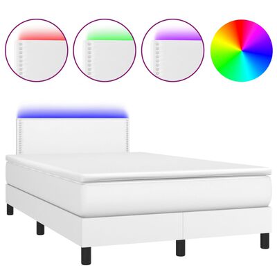 vidaXL Boxspring met matras en LED kunstleer wit 120x200 cm