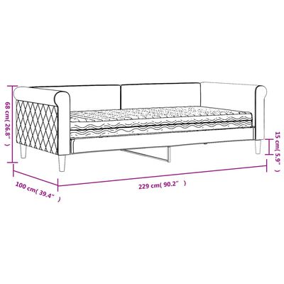 vidaXL Slaapbank met matras 90x200 cm fluweel donkergrijs