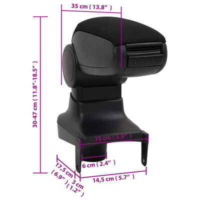 vidaXL Armsteun 15x35x(30-47) cm ABS zwart