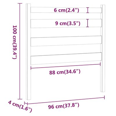 vidaXL Hoofdbord 96x4x100 cm massief grenenhout zwart