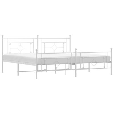 vidaXL Bedframe met hoofd- en voeteneinde metaal wit 193x203 cm