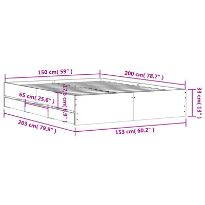 vidaXL Bedframe met lades bewerkt hout grijs sonoma eiken 150x200 cm