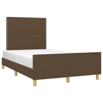 vidaXL Bedframe met hoofdbord stof donkerbruin 120x190 cm