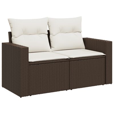 vidaXL 8-delige Loungeset met kussens poly rattan bruin