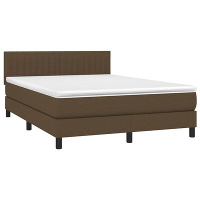 vidaXL Boxspring met matras en LED stof donkerbruin 140x190 cm