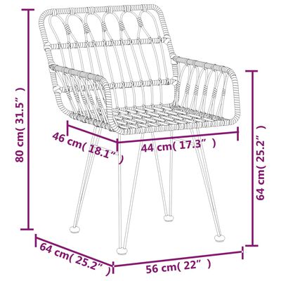 vidaXL 3-delige Tuinset poly rattan zwart