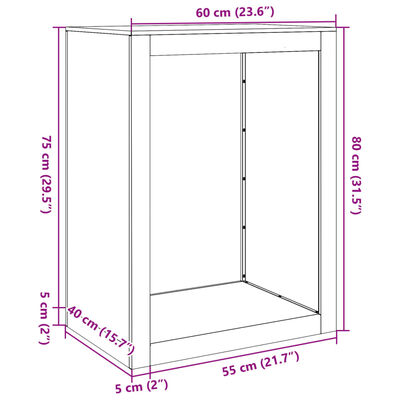 vidaXL Haardhoutrek 60x40x80 cm staal antracietkleurig