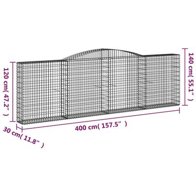 vidaXL Schanskorven 2 st gewelfd 400x30x120/140 cm ijzer